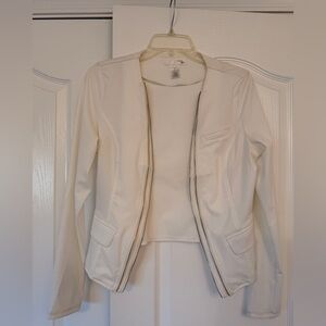 Cream Zip-Front Tailored Blazer - Women's